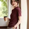 Camiseta Pulôver Feminina Manga Curta Gola Alta Fina Estilo Coreano Cor Sólida Nova Verão 2026