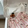Shorts de Nuevo Estilo de Verano con Almohadillas en el Pecho, Pijama Casual Holgado, Conjunto de Dos Piezas para Mujer para Estar en Casa que Se Puede Usar Afuera