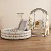 [Escada para Bebê com Escorregador para Uso Familiar Interno e Externo, Balanço para Crianças, Piscina de Bolinhas para Bebê, Bolas Oceânicas]