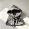 Pasamontañas de Nuevo Estilo con Forro de Lana, Gorro de Punto Cálido para Mujer que Protege los Oídos, Gorro de Punto a Prueba de Viento para Exteriores