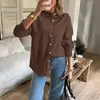 Blusa de Manga Larga de Color Sólido Casual para Vacaciones Europeas y Americanas Di Yun Transfronteriza Ropa de Mujer Sitio Independiente de Amazon Otoño e Invierno 2025