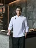 Ropa de Chef para Otoño e Invierno 2025 con Insignia de Estrella y Cuello Alto, Ropa de Chef de Manga Larga, Cocina de Restaurante y Catering, Ropa de Trabajo para Chef de Cocina