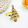 Anillos de servilleta navideños de moda transfronterizos de comercio exterior europeos y americanos, anillos de servilleta de árbol de Navidad con pedrería, fabricante de clips para servilletas de árbol de Navidad