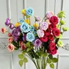 Flores artificiais: Rosa Princesa de 8 Cabeças para Casamentos, Flores Decorativas para Arranjos de Corredor de Casamento, Flores Artificiais para Decoração de Casa