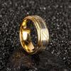 Joyería Europea y Americana Nueva Simple Acero de Tungsteno Chapado en Oro Ranurado Anillo de Oro de Tungsteno Arena para Hombre