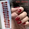 Manicura Uñas Prefabricadas Cortas/Medianas/Largas Uñas Terminadas Usables Parche Blanco Rojo Tiras para Uñas de Cereza