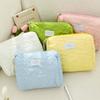 Bolsa de Almacenamiento Linda Acolchada de Colores de Caramelo para Viaje Portátil Suave Bolso de Mano Floral Bolsa de Cosméticos