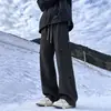 Pantalones impermeables con forro de polar para hombre para otoño e invierno, pantalones de trabajo holgados rectos de moda para exteriores, pantalones casuales gruesos