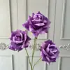 Conjunto de 3 Peças de Flor Rosa em Relevo para Decoração de Casamento, Flores Artificiais para Arranjos de Casamento, Decoração de Hotel e Casa, Flores Artificiais