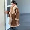 Casaco Feminino com Pele Integrada 2026 Inverno Longo Quente Casaco Genuíno de Lã Roupa de Menino Casaco de Pele Infantil