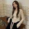 Jersey de algodón combinable con todo, cuello redondo, camiseta de manga larga para mujer, otoño nuevo, top ajustado con curvas irregulares, moda