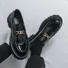 Zapatos de Cuero para Hombre con Suela Gruesa para Aumentar la Altura y Puntera Ancha 2026, Mocasines Casuales Brillantes de Charol con Tacón Grueso, Zapatos de Moda para Peluquero
