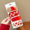 Grampo de Cabelo Laço Vermelho Fofo de Ano Novo para Crianças Meninas Flor Desenho Animado Presilha Lateral Bebê Presilha Bico de Pato de Ano Novo Acessório de Cabeça