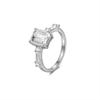Anillo de Plata de Ley S925 de Moda con Corte Esmeralda de 3 Quilates para Mujer, Estilo de Lujo Europeo y Americano, Anillo Cerrado con un Toque de Alta Gama