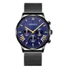 Reloj de Negocios para Hombre Transfronterizo Nuevo Simple Falso Tres Ojos Hebilla Oculta Personalizada Malla Casual Calendario Reloj de Cuarzo