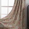 Cortina Imanki Rhyme Acabada Rosa Jacquard Vintage Francés Borla Blanca Decorativa Sombreado Medio Cortina para Ventana Mirador