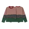 Camiseta de Manga Larga a Rayas Patchwork Retro Americana de Moda Sudadera Unisex de Moda Camiseta Base Superior V01