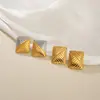 Joyería Geométrica Dazan Moda Europea y Americana Acero de Titanio Electrochapado en Oro Real de 18 Quilates Elegantes Pendientes Cuadrados con Contraste Dorado y Plateado Estilo Ol