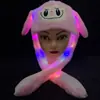 Gorra de felpa con orejas de conejo luminosas para apretar a mano, con bolsa de aire, orejas móviles, gorra de dibujos animados para padres e hijos