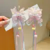 Accesorio para el cabello Hanfu para niñas, pasador de flor de lazo colorido estilo antiguo, tocado de princesa de disfraz súper de hadas con borlas