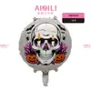 Nuevos globos redondos de papel de aluminio de 18 pulgadas de Halloween de Yiwu - calabaza, fantasma, calavera decoraciones para fiestas de broma