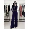 Traje Nuevo Estilo 2025 Morado Fragante Hebilla Oro Borde de Perlas para Mujer Otoño e Invierno Conjunto Elegante de Dos Piezas Estilo Hermana Real de Gama Alta