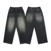 Jeans rectos anchos JIAMU de estilo retro americano desgastado para hombre y mujer, jeans holgados, corte suelto, versátiles para otoño e invierno