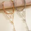 Juego de Cuatro Piezas de Collares con Colgante de Cruz Incrustada de Diamantes Estilo Metal Europeo y Americano, Collares en Capas de Alto Grado Estilo Ins Personalizados Transfronterizos
