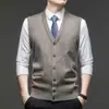 Colete Cardigan Tricot Jacquard Outono Inverno Transfronteiriço Versátil Casual para Meia-Idade e Idosos Suéter Quente Sem Mangas Colete Gola V