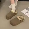 Zapatos Birkenstock para mujer 2026 invierno sin cordones felpa cálidos sin talón punta cerrada media zapatilla zapatos de algodón suela gruesa zapatos peludos para mujer