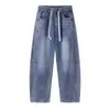 Outono 2026 Novos Jeans Scythe Masculinos Estilo Americano Calças de Pernas Largas Retas Soltas Lavadas Vintage Calças Longas para Homens