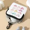 Várias Porta-Moedas Estampados com Corações, Bolsas de Armazenamento Impermeáveis de Couro Sintético com Zíper, Mini Bolsas Multifuncionais para Fones de Ouvido