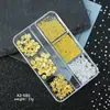 Decoraciones para Uñas de Arte de Uñas Nuevas Transfronterizas Conchas Doradas y Plateadas Perlas de Caracola Estrella de Mar Remaches Mixtos de 6 Compartimentos Accesorios para Uñas Venta al por Mayor