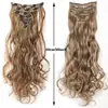 Extensiones de cabello con ondas grandes europeas y americanas para mujer, 16 clips, juego de 7 piezas, extensiones de cabello largo y rizado