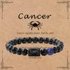 Pulsera de doce constelaciones para hombre retro Joker cuentas negras brillantes cuerda elástica pulsera para hombre y mujer fabricantes Europa y Estados Unidos transfronterizo
