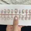 Puntas de Uñas de Lunares Bicolores, Uñas Portátiles, Uñas Ojo de Gato Pre-hechas con Perlas de Vidrio Transparentes, Uñas Postizas con Variaciones de Tamaño
