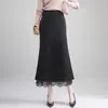 Falda de sirena ajustada al cuerpo con ribete de encaje para mujer, nueva colección otoño 2026, falda negra elegante y con estilo de corte slim