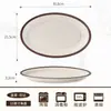 Conjunto vintage completo com relevo para atmosfera de casa, toque de alta qualidade, conjunto branco leitoso, tigela e prato, borda marrom simples, tigela de arroz para casa, prato de peixe