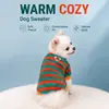 Suéter de Forro Polar Rayado para Perros Suave Cálido Ropa de Invierno para Perros Verde y Naranja para Perros Pequeños y Medianos