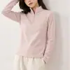 Top interior de Lyocell con cuello alto y media cremallera para mujer, capa base, camiseta de manga larga, sudadera, prenda exterior, otoño e invierno