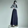 Saia Esportiva Reta de Cintura Alta com Cordão Feminina Saia Midi Solta Preguiçosa com Plus Veludo Outono Inverno Feminina