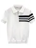 Camisa Polo Estilo Old Money, Camisa de Punto de Manga Corta con Cuello Campana para Hombre, Camiseta Paul de Tres Rayas, Venta al por Mayor de Fábrica Transfronteriza de Verano