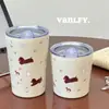 Nuevo Taza de Agua Portátil con Popote de Chica Linda de Alto Valor Estudiante Simple Nicho Diseño No Común Termo de Gran Capacidad