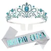 Nueva Corona de Fiesta de Cumpleaños Banda para el Hombro Cinta de Reina Set Accesorios para el Cabello de Reina para Niña Tocado En Stock