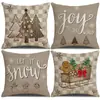 Capas de almofada de Natal outono e inverno transfronteiriças, capas de almofada de sofá, almofadas decorativas de linho estampadas, atmosfera de Natal no atacado