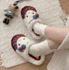 Lindas pantuflas de algodón esponjoso con temática de gatos para mujer, perfectas para el invierno, estudiantes y uso en interiores; pantuflas de felpa gruesas, de suela suave y cálidas
