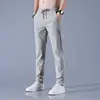 Pantalones Largos Casuales de Verano para Hombre Elásticos en Cuatro Direcciones, Etiqueta Negra Delgada, Corte Recto Ajustado, Estilo Coreano de Exportación, Holgados para Negocios