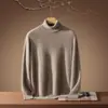 Suéter 100% caxemira de bebê para homens, gola alta, para usar por baixo, casual de negócios, malha solta, camada base