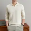Estilo Riqueza Antigua Prendas de Punto Capa Base para Hombre Camisa Polo Cuello de Gaviota Ropa Interior de Invierno Suéter de Color Sólido Ropa Cálida para Hombre