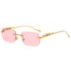 Gafas de Sol Cuadradas Decorativas sin Marco de Guepardo para Hombres y Mujeres, Gafas de Metal con Cabeza de Leopardo, Gafas Transfronterizas, Gafas de Sol con Protección UV400